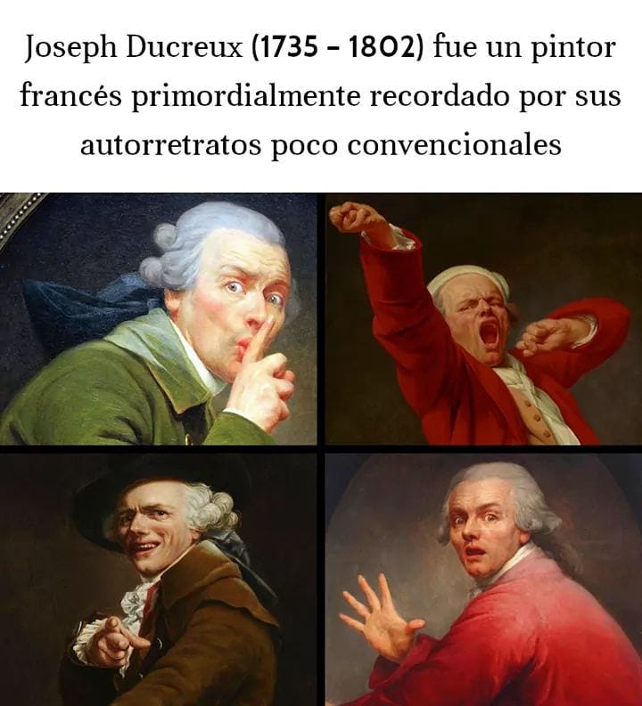 Joseph Ducreux (1735 - 1802) fue un pintor francés primordialmente recordado por sus autorretratos poco convencionales.