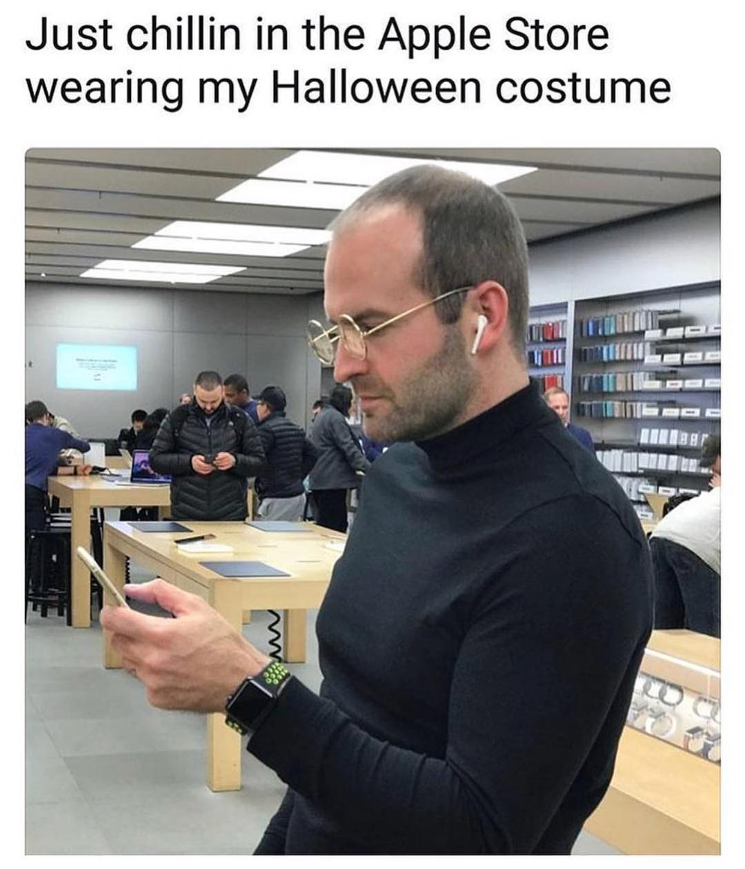 Just chillin in the Apple Store wearing my Halloween costume.