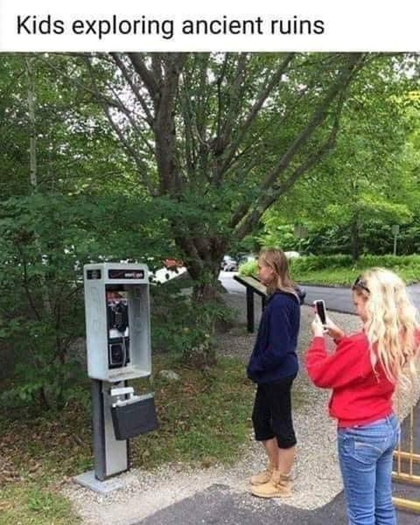 Kids exploring ancient ruins.