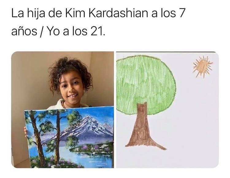 La hija de Kim Kardashian a los 7 años. / Yo a los 21.