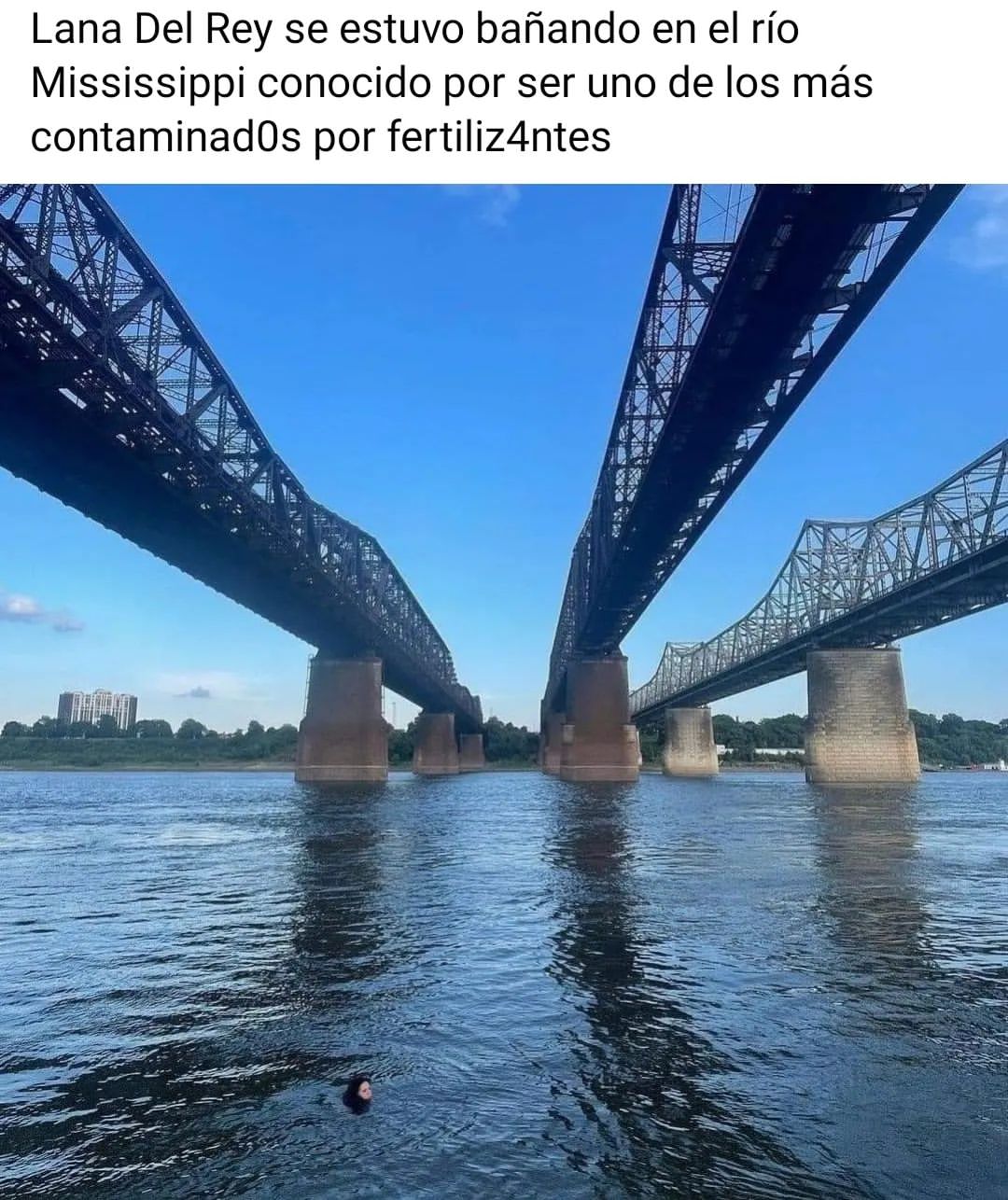 Lana Del Rey se estuvo bañando en el río Mississippi conocido por ser uno de los más contaminados por fertilizantes.