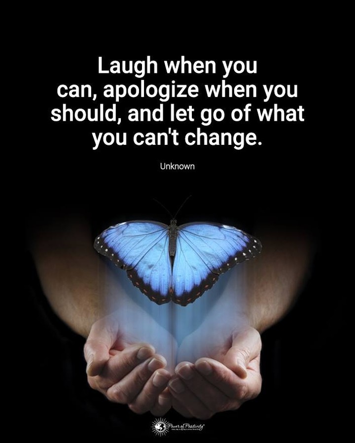 Laugh when you can, apologize when you should, and let go of what you cant change.