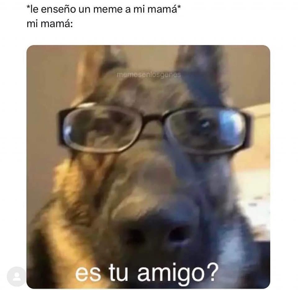 "Le enseño un meme a mi mamá*  Mi mamá: es tu amigo?