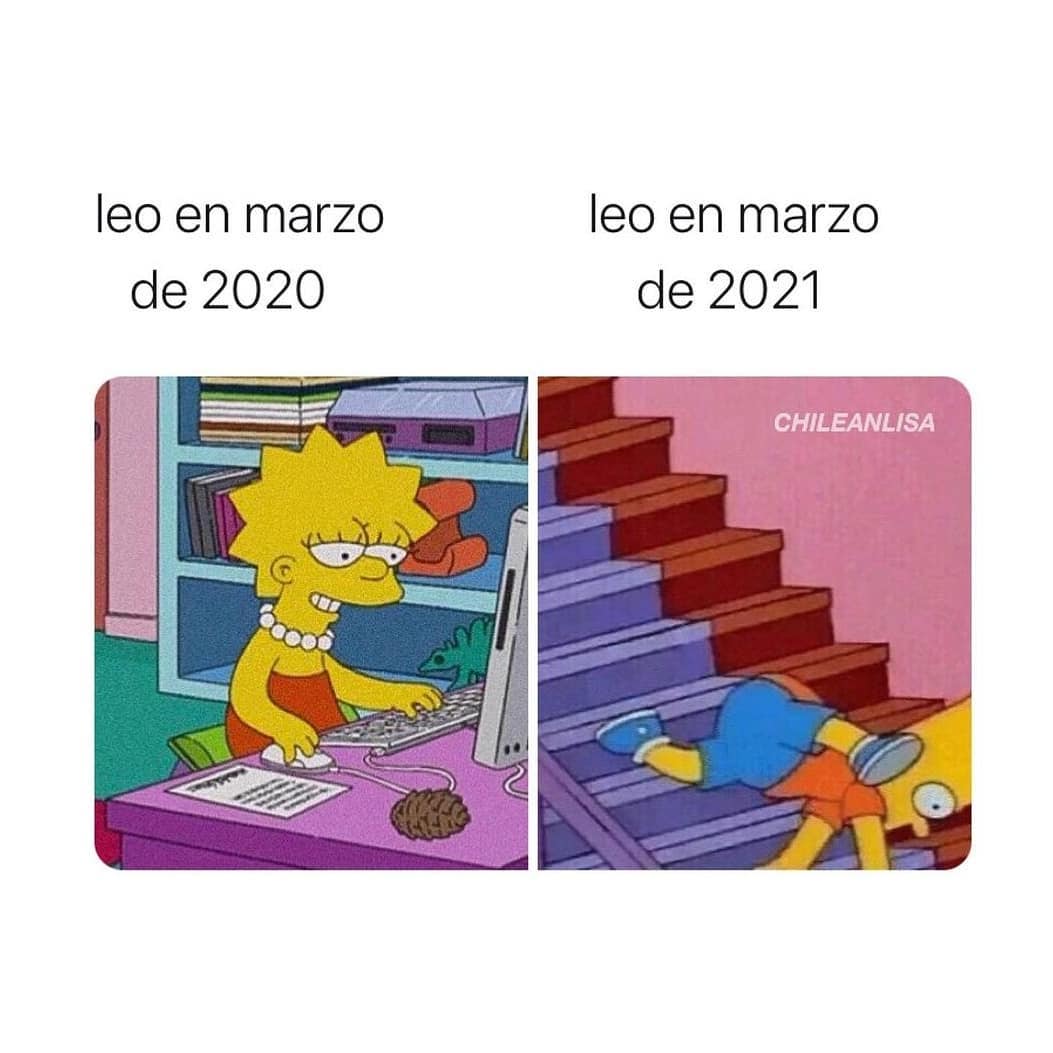Leo en marzo de 2020. Leo en marzo de 2021.