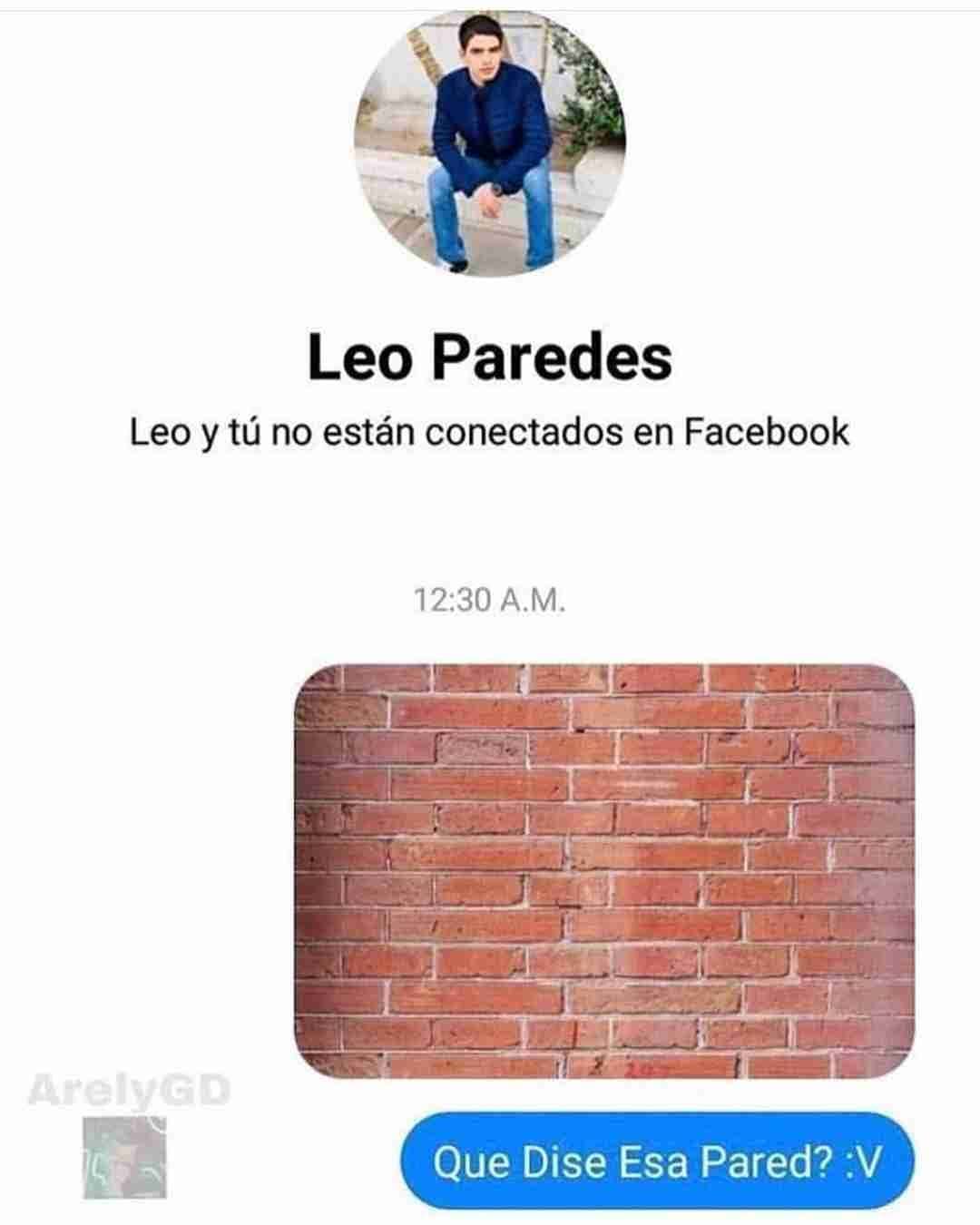 Leo Paredes. Leo y tú no están conectados en Facebook. Que dise esa pared?
