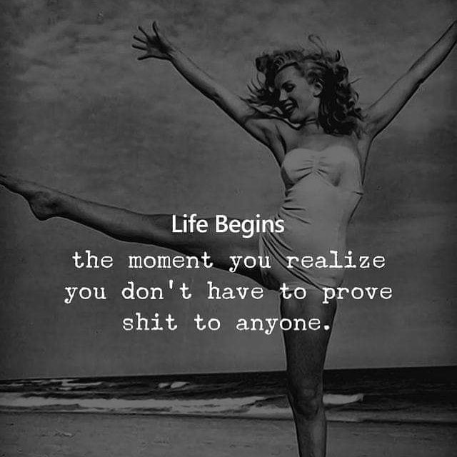 Life begins the moment you realize you don't prove shit to anyone.