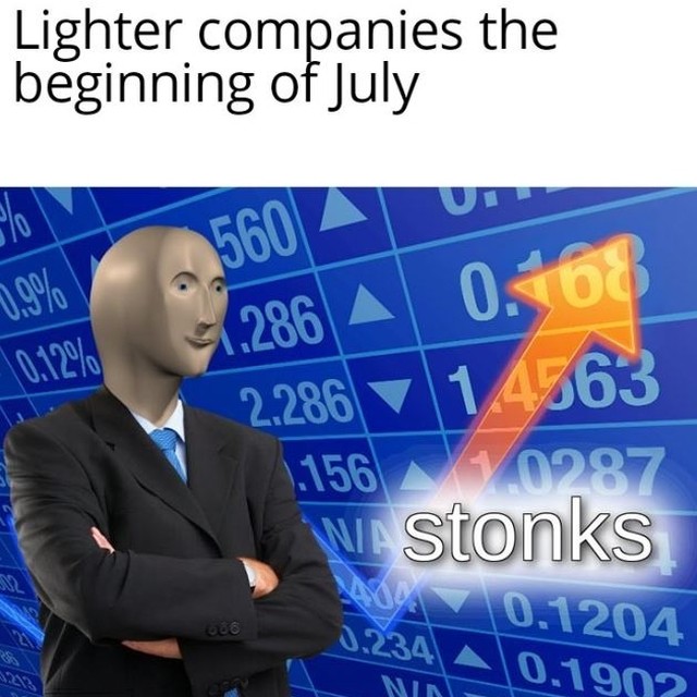 Lighter companies the beginning of July. Stonks.