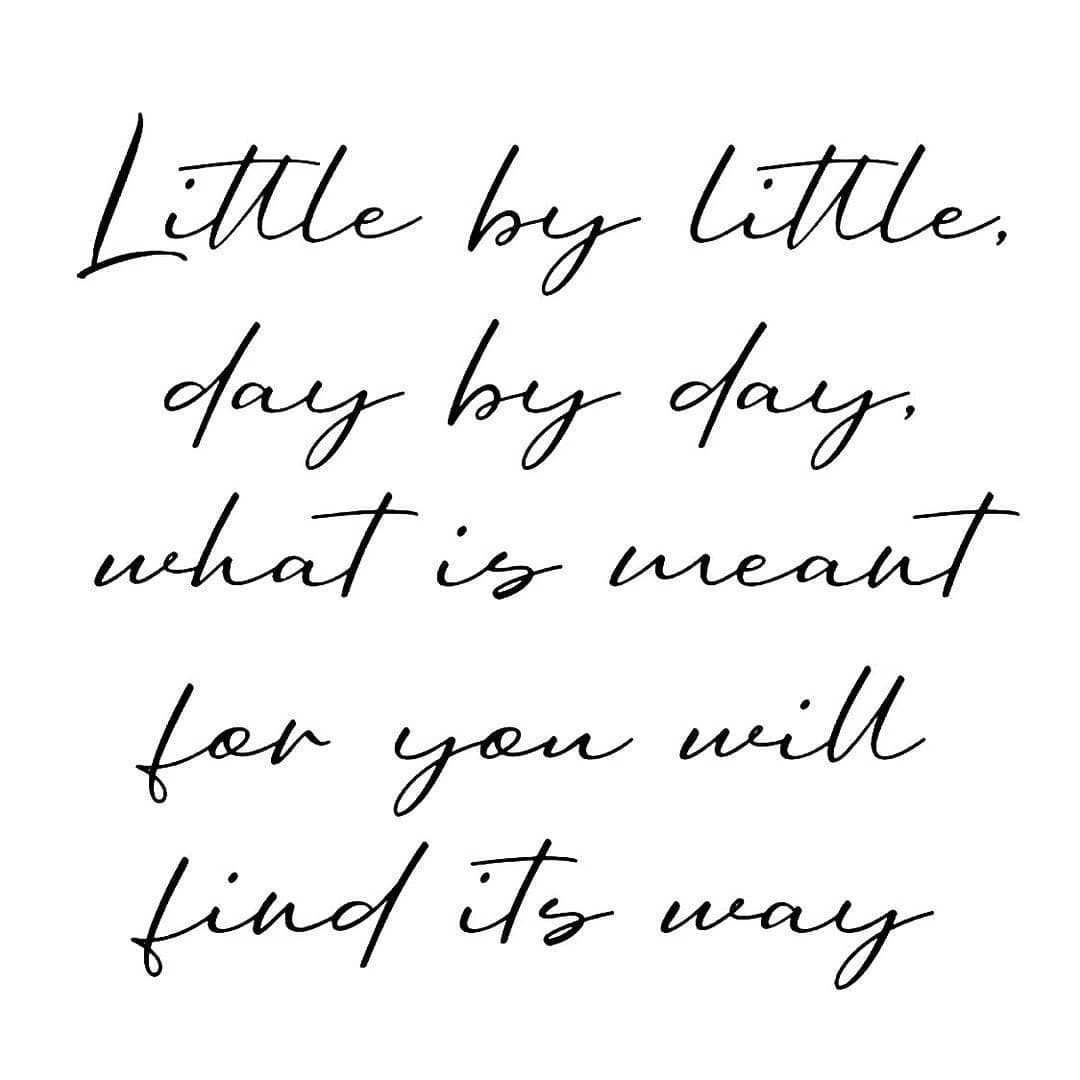 Little by little, day by day, what is meant for you will find its way.