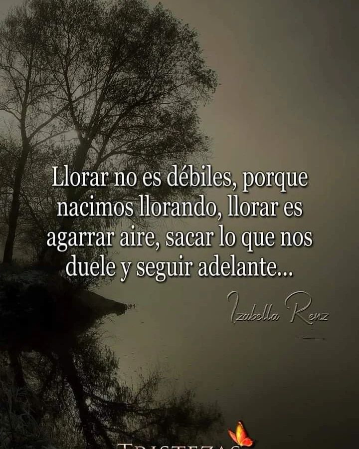 Llorar no es débiles porque nacimos llorando, llorar es agarrar aire, sacar lo que nos duele y seguir adelante...