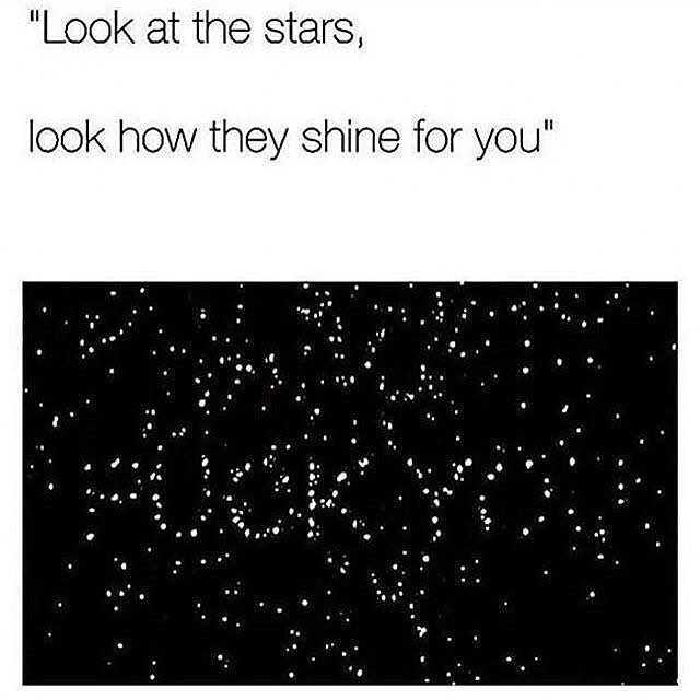 Look at the stars, look how they shine for you.