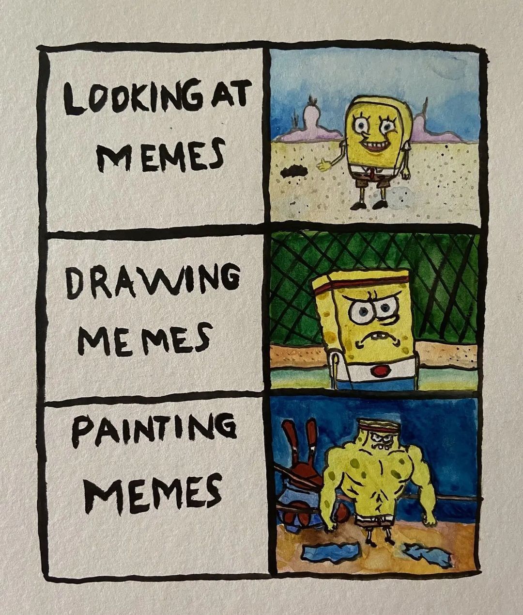 Looking at memes. Drawing memes. Painting memes.