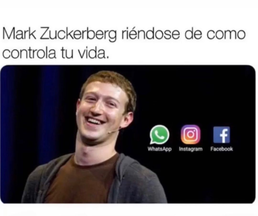 Mark Zuckerberg riéndose de como controla tu vida.