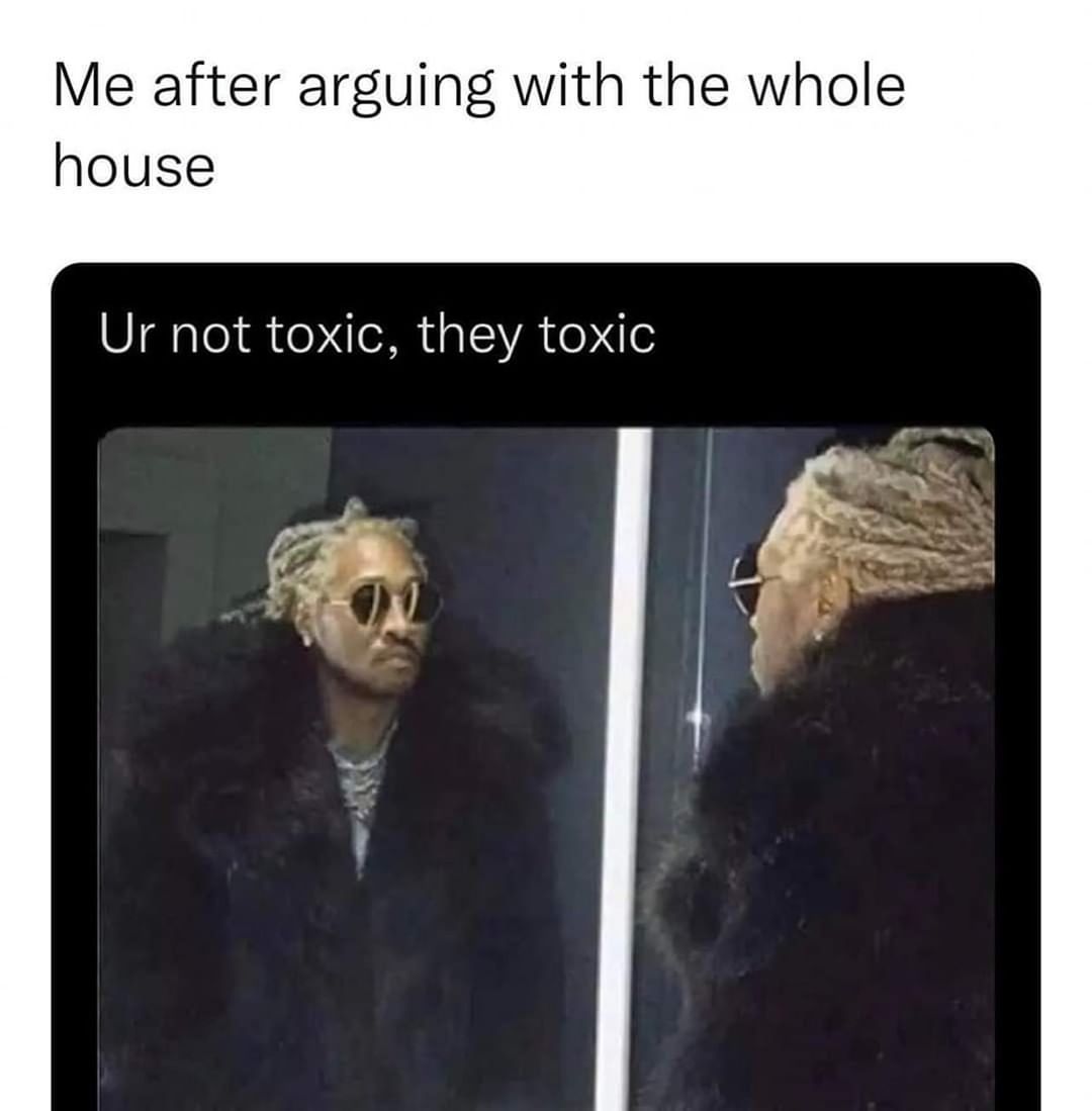 Me after arguing with the whole house. Ur not toxic, they toxic.