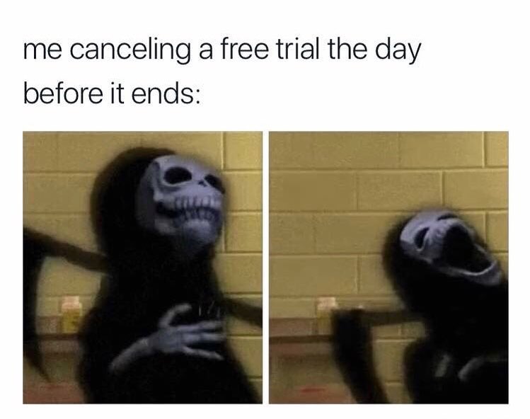 Me canceling a free trial the day before it ends: