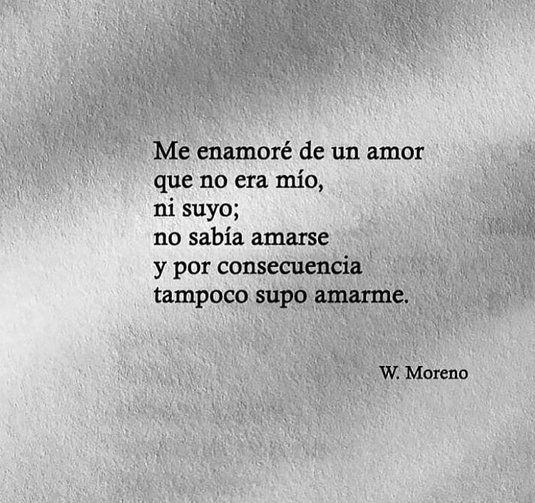 Me enamoré de un amor que no era mío, ni suyo; no sabía amarse y por consecuencia tampoco supo amarme.