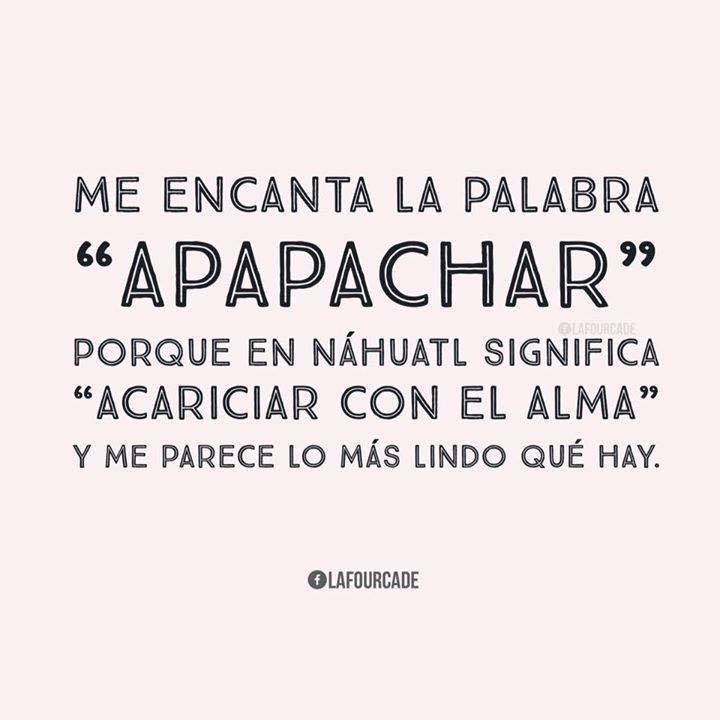 Me encanta la palabra "Apapachar" porque en Náhuatl significa "acariciar con el alma" y me parece lo más lindo que hay.