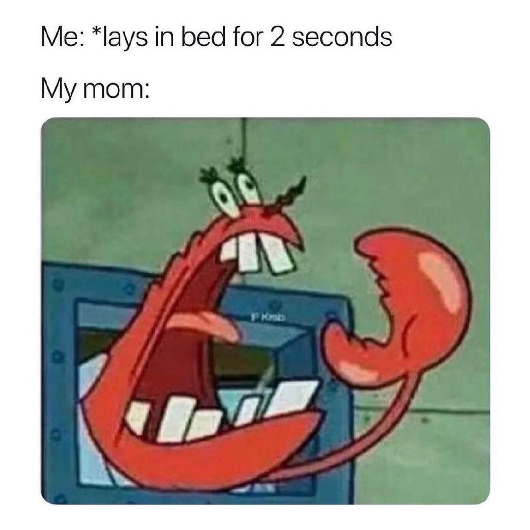 Me Lays In Bed For 2 Seconds My Mom Funny 1515