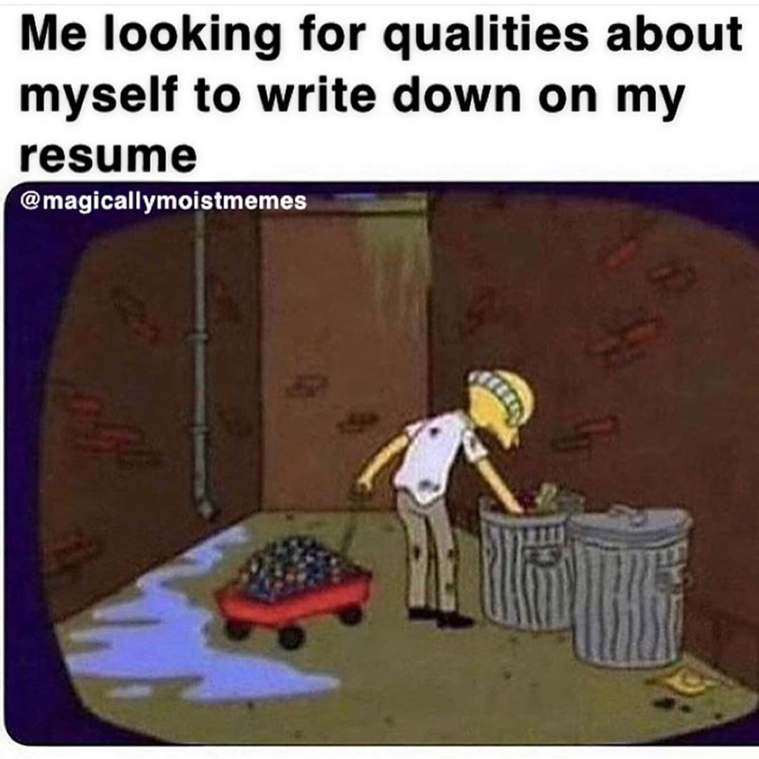 Me looking for qualities about myself to write down on my resume.