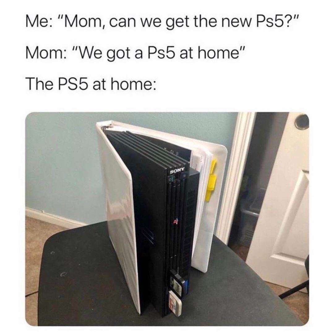 Me: "Mom, can we get the new Ps5?" Mom: "We got a Ps5 at home" The PS5 at home: