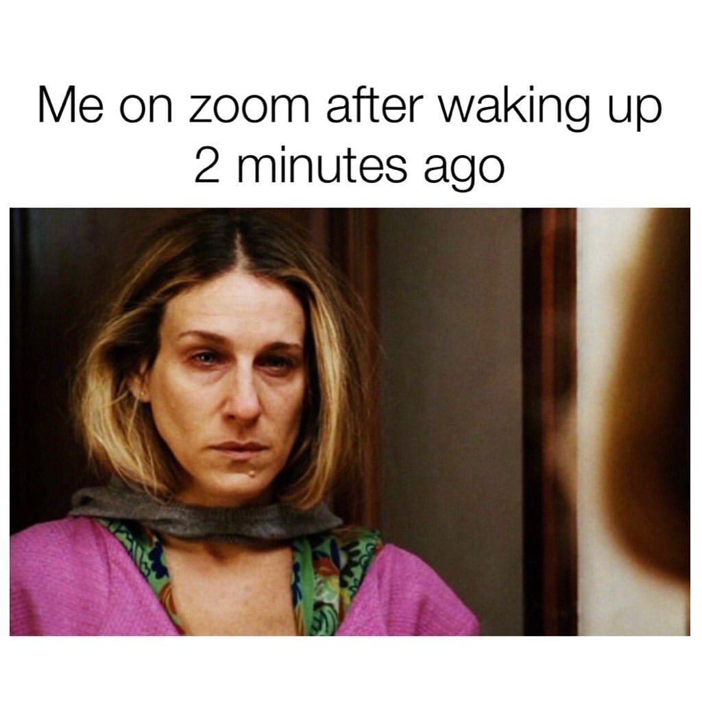 Me on zoom after waking up 2 minutes ago.