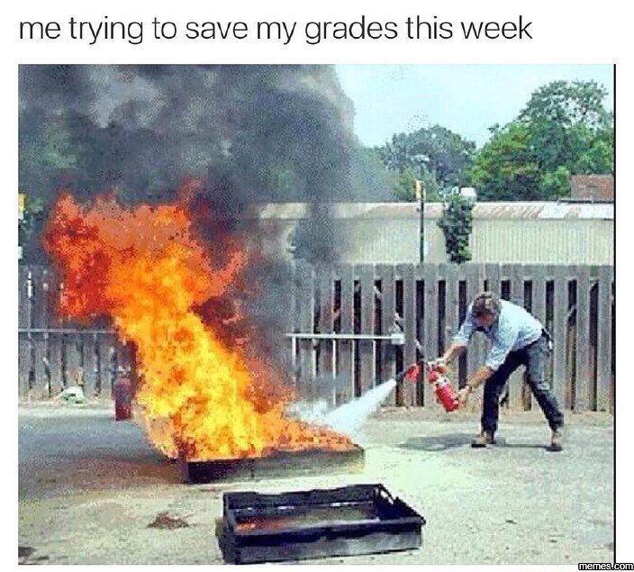 Me trying to save my grades this week.