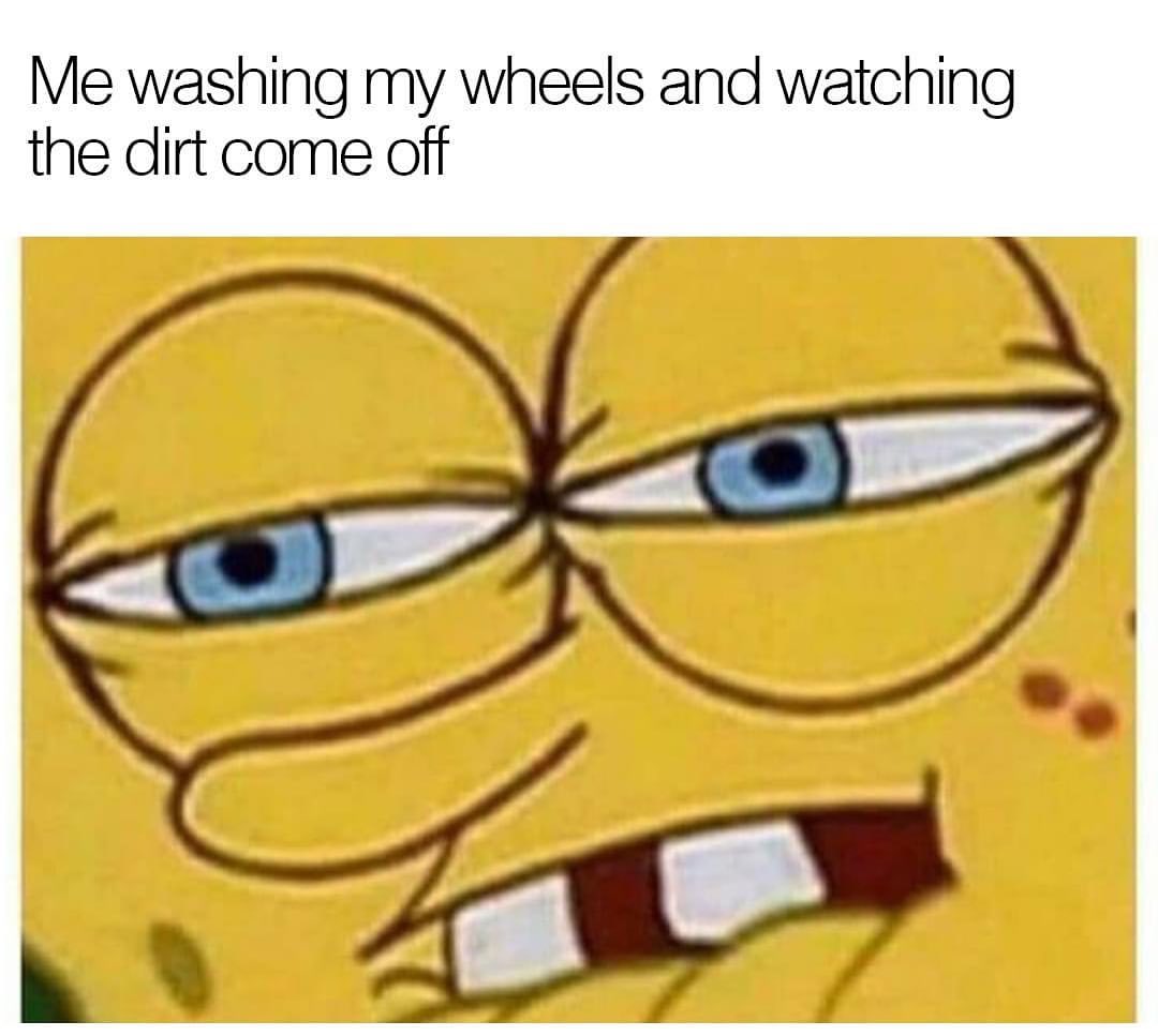 Me washing my wheels and watching the dirt come off.