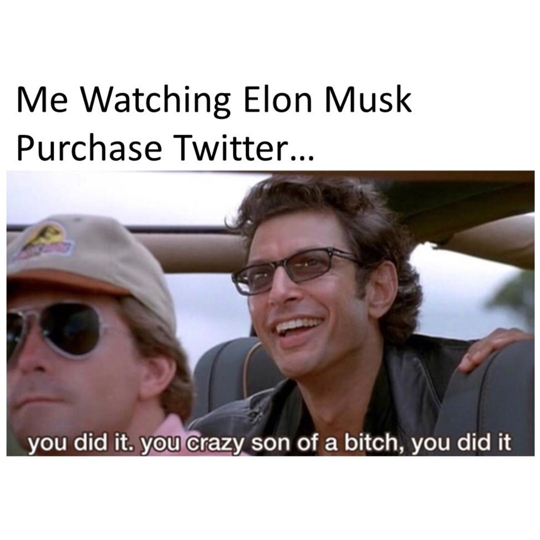 Me Watching Elon Musk Purchase Twitter...  You did it. You crazy son of a bitch, you did it.