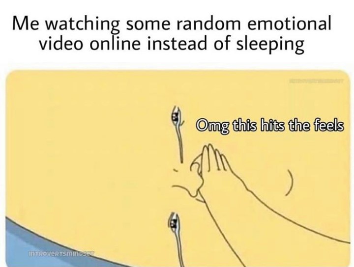 Me watching some random emotional video online instead of sleeping. Omg this hits the feels.