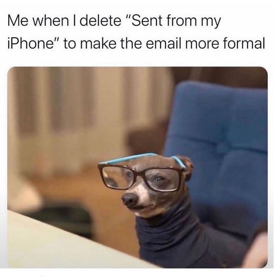 Me when I delete "Sent from my iPhone" to make the email more formal.