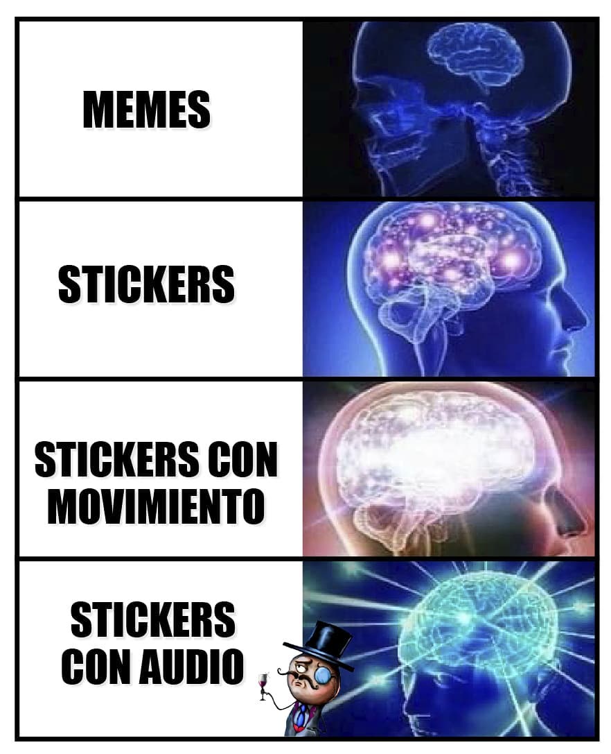 Memes. Stickers. Stickers con movimiento. Stickers con audio.