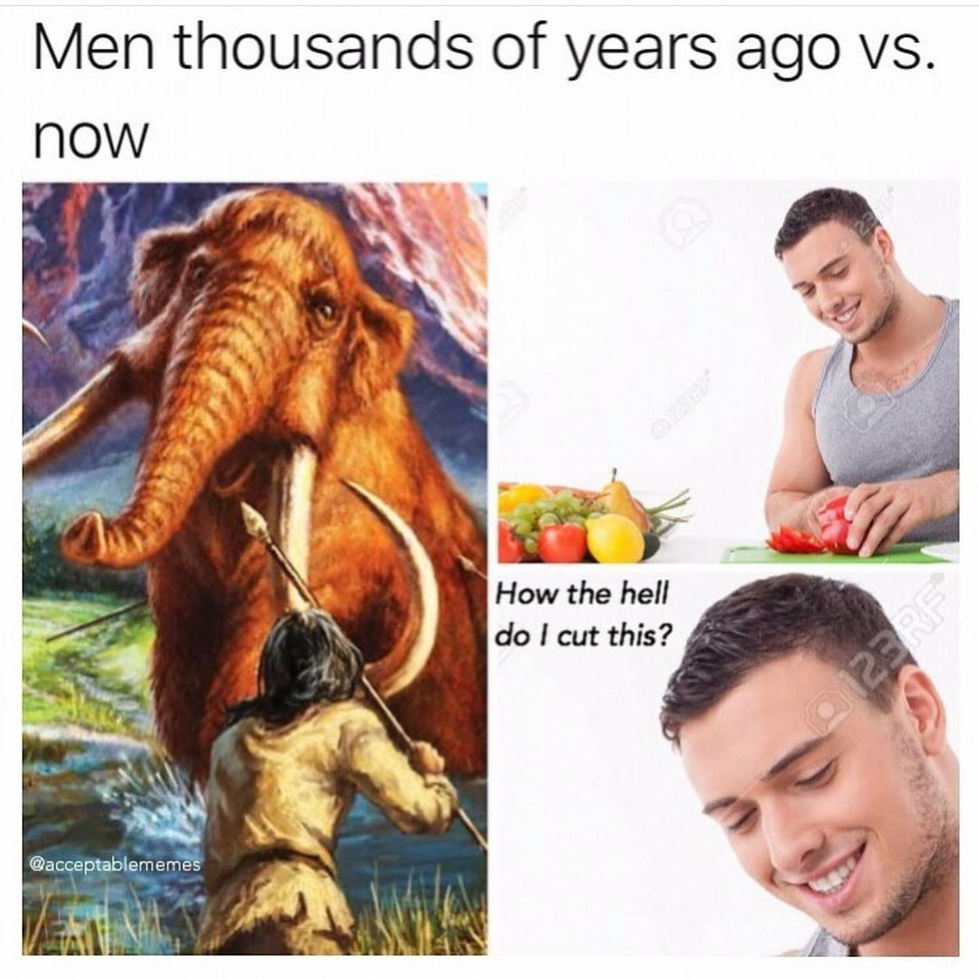 Men thousands of years ago vs. now. How the hell do I cut this?