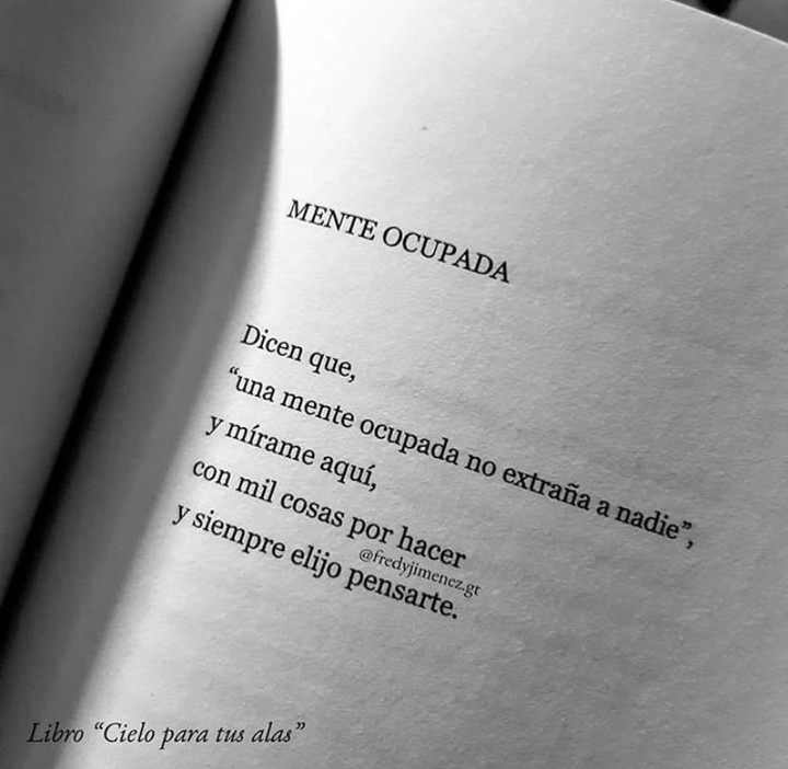 Mente ocupada. Dicen que, "una mente ocupada no extraña a nadie", y mírame aquí, con mil cosas por hacer y siempre elijo pensarte.