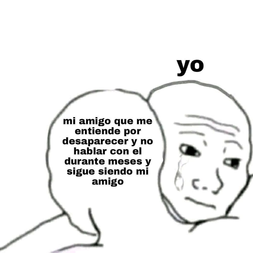 Mi amigo que me entiende por desaparecer y no hablar con él durante meses y sigue siendo mi amigo. Yo: