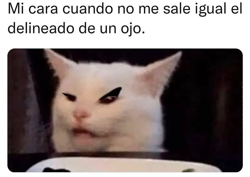 Mi cara cuando no me sale igual el delineado de un ojo.