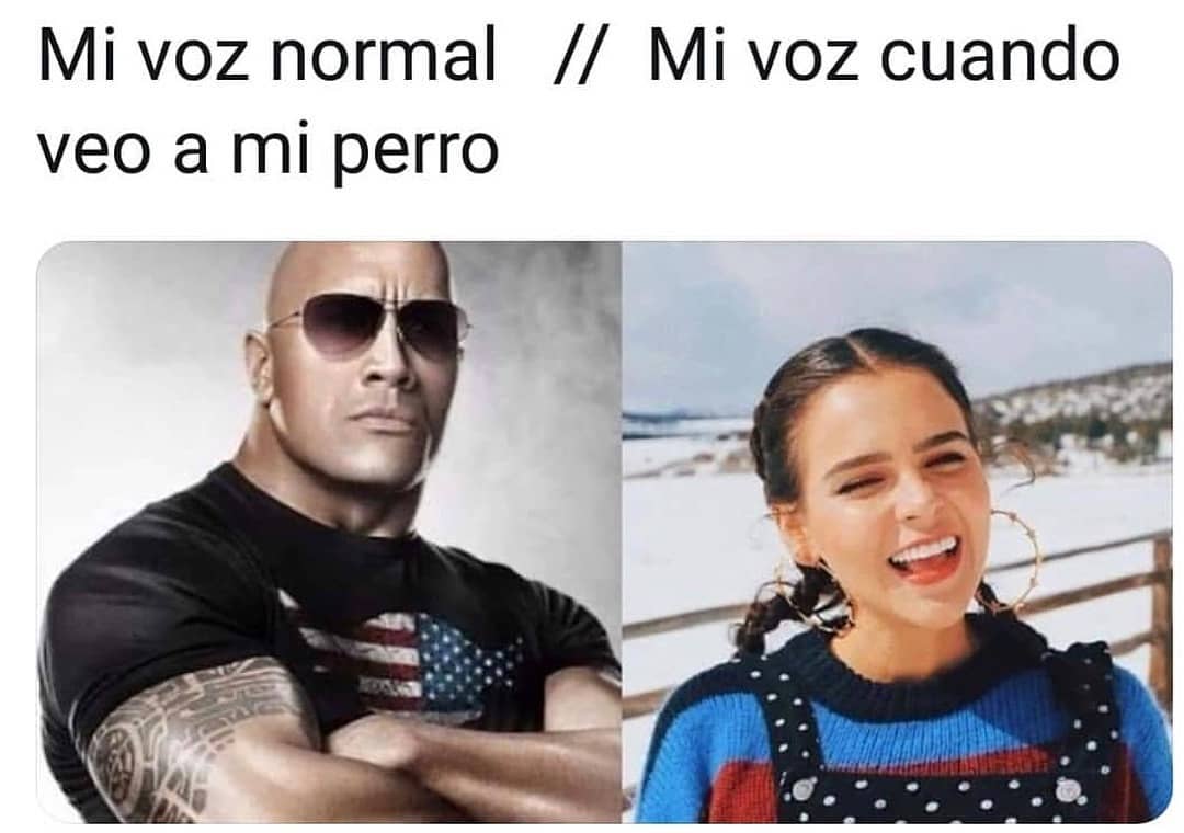 Mi voz normal. // Mi voz cuando veo a mi perro.