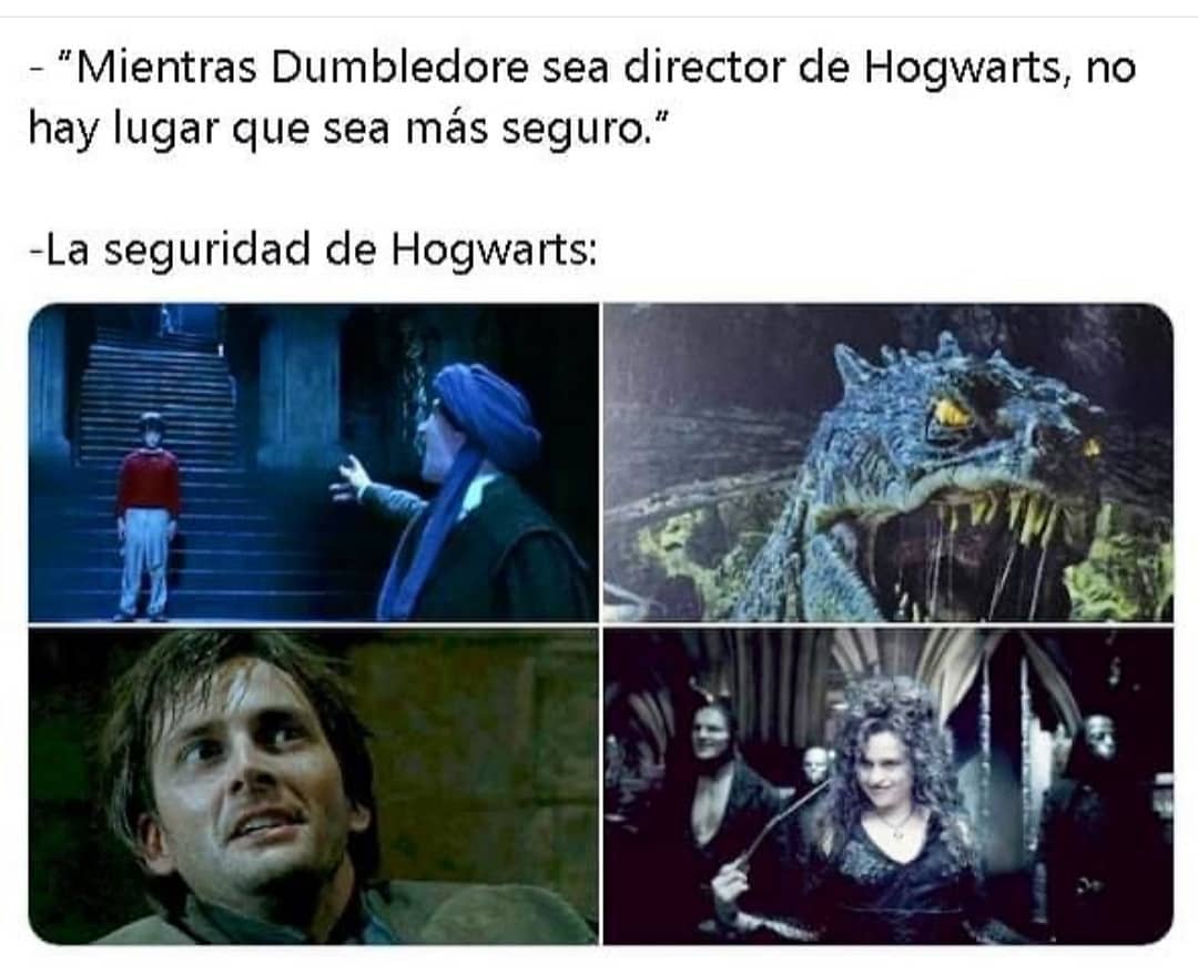"Mientras Dumbledore sea director de Hogwarts, no hay lugar que sea más seguro."  La seguridad de Hogwarts: