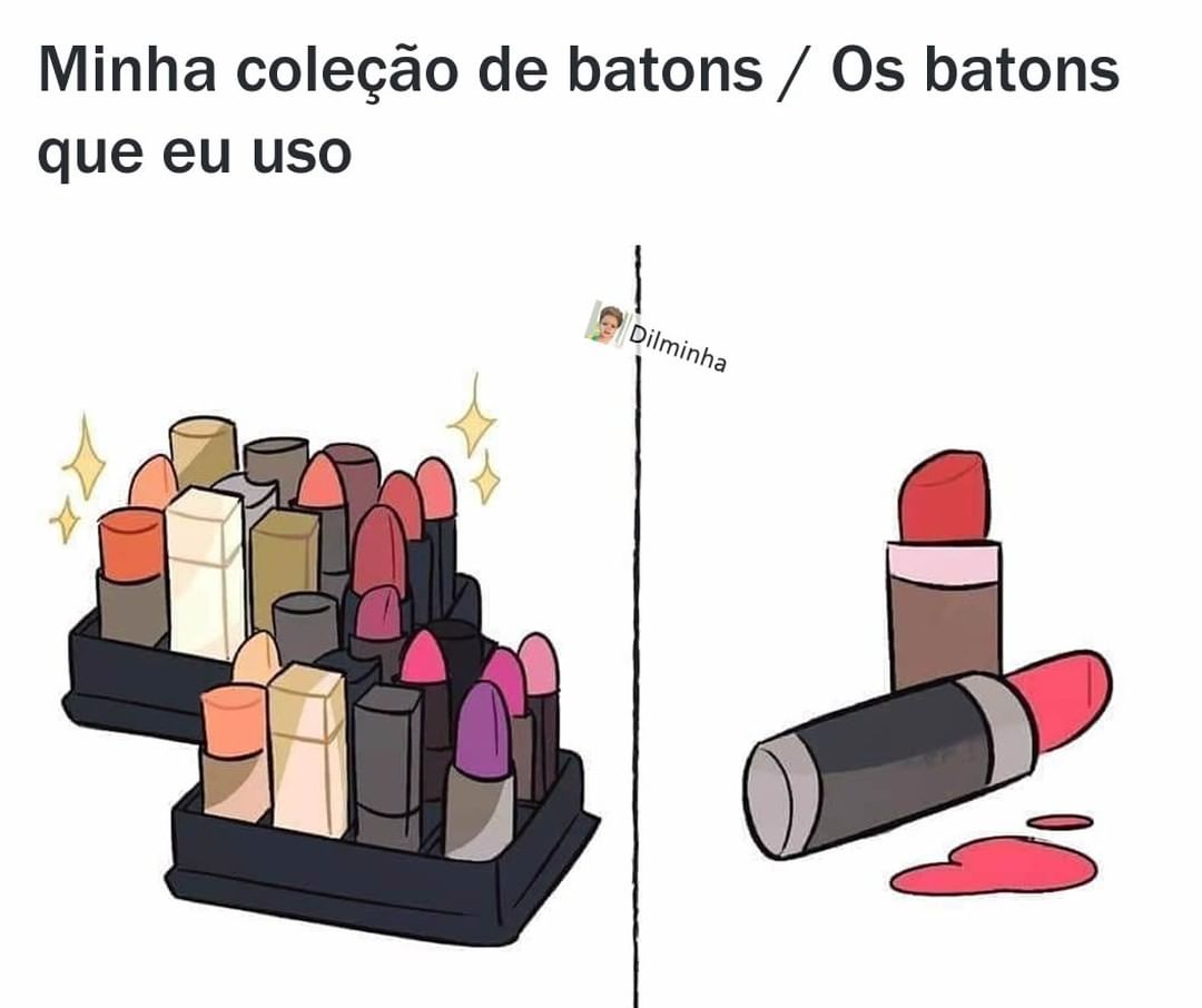 Minha coleção de batons. / Os batons que eu uso.