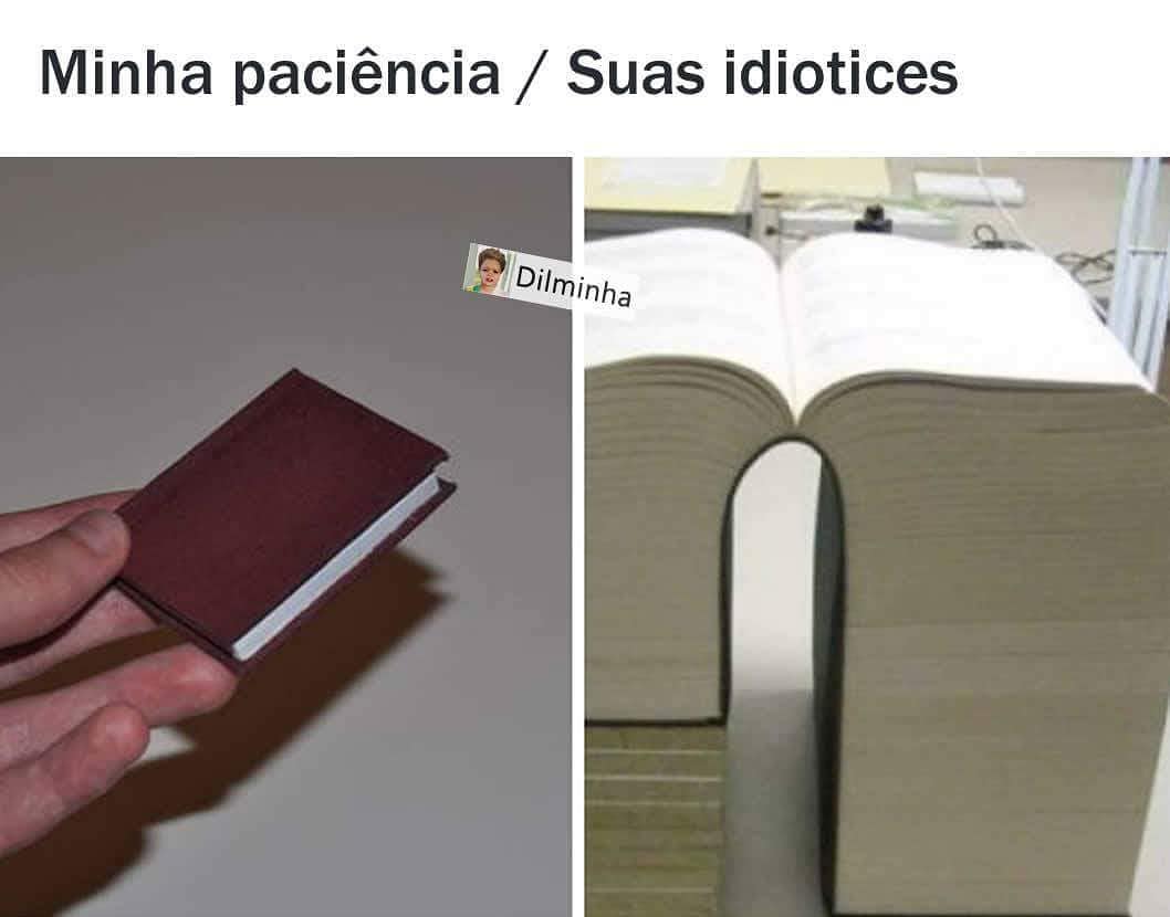 Minha paciência. / Suas idiotices.