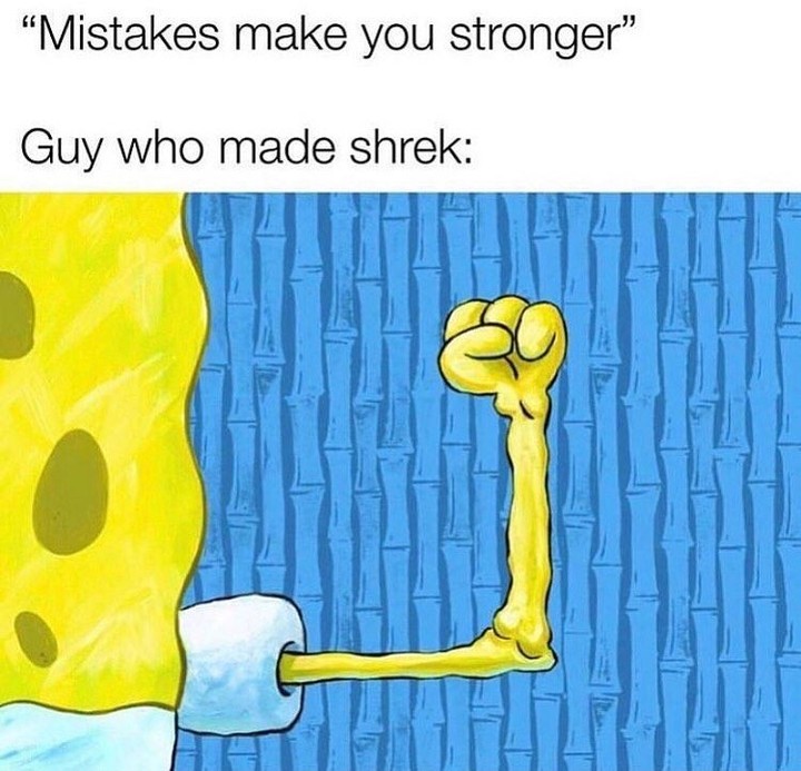 "Mistakes make you stronger".  Guy who made Shrek: