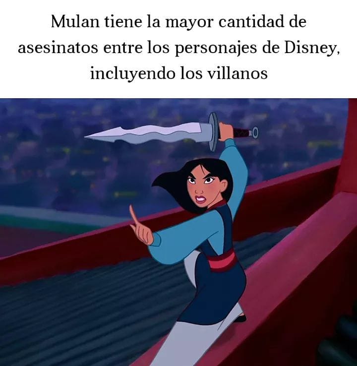 Mulan tiene la mayor cantidad de asesinatos entre los personajes de Disney, incluyendo los villanos.
