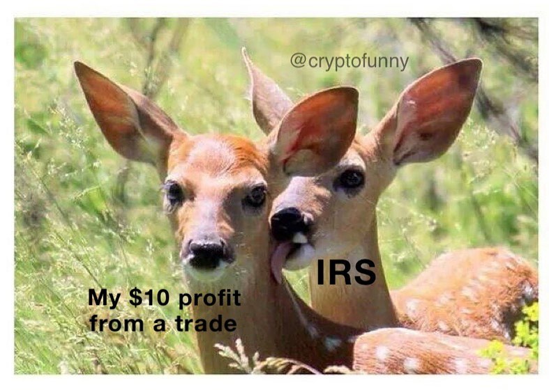 My $10 profit from a trade. IRS.