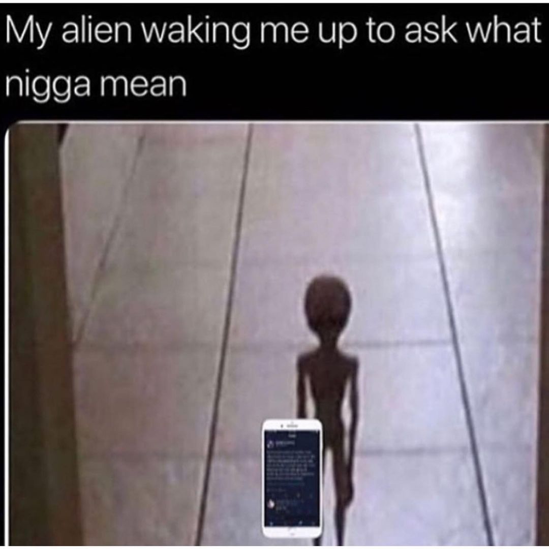 My alien waking me up to ask what nigga mean.