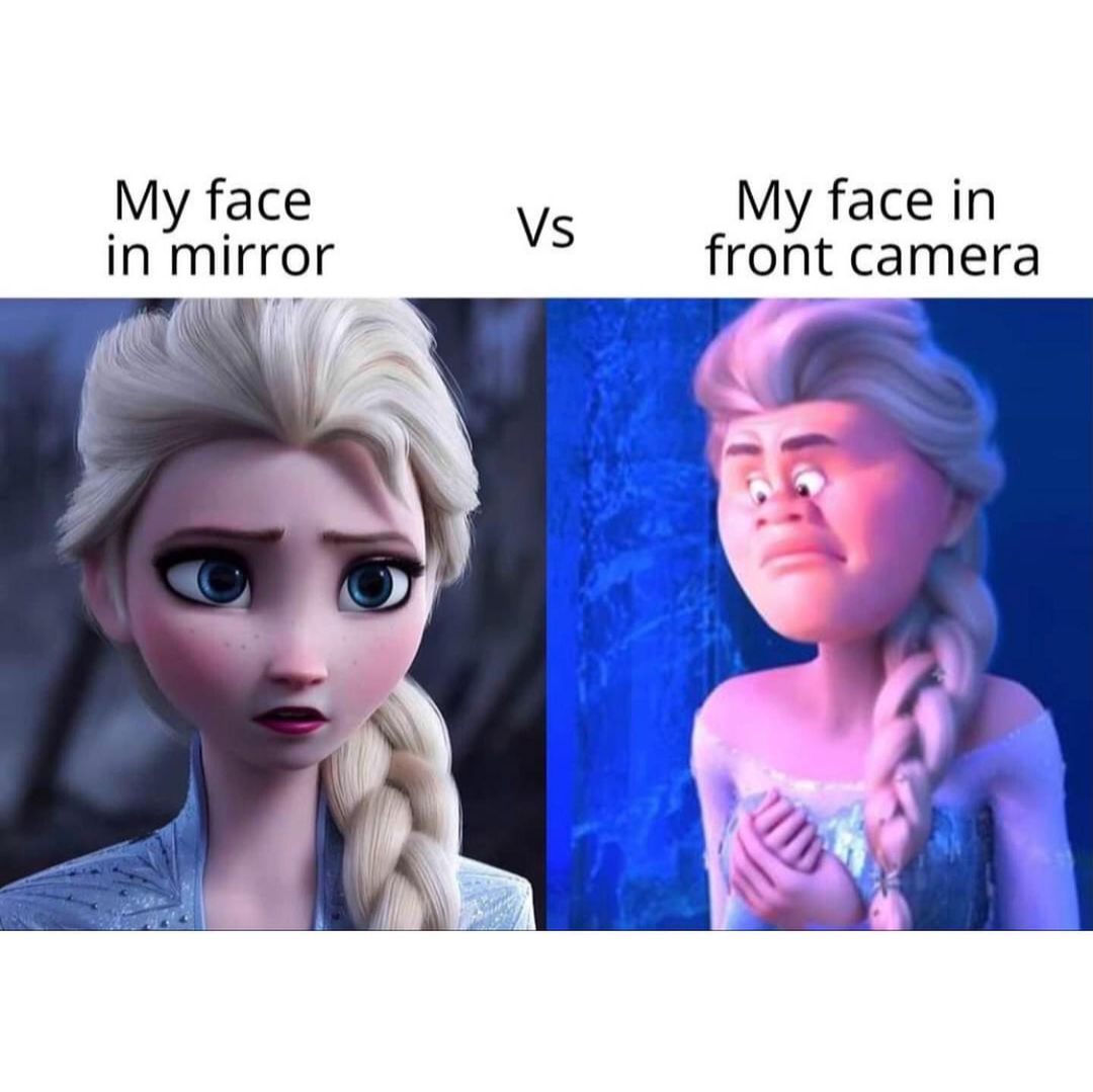 My face in mirror Vs My face in front camera.