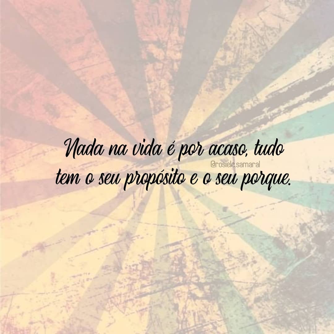 Nada na vida é por acaso, tudo tem o se propósito e o seu porque.