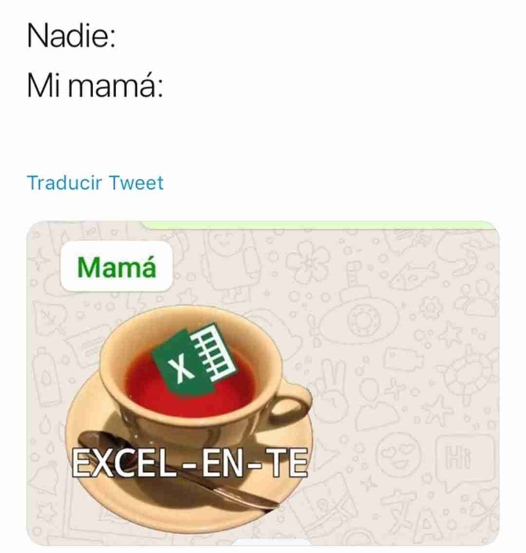 Nadie: Mi mamá:  Excel-en-te.