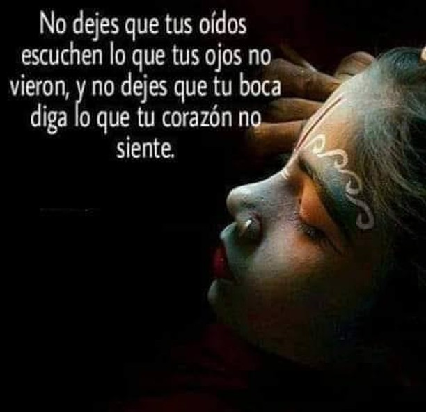 No dejes que tus oídos escuchen lo que tus ojos no vieron, y no dejes que tu boca diga lo que tu corazón no siente.