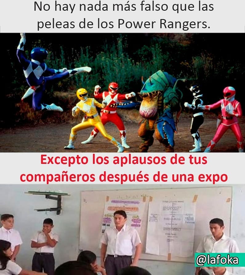 No hay nada más falso que las peleas de los Power Rangers.  Excepto los aplausos de tus compañeros después de una expo.