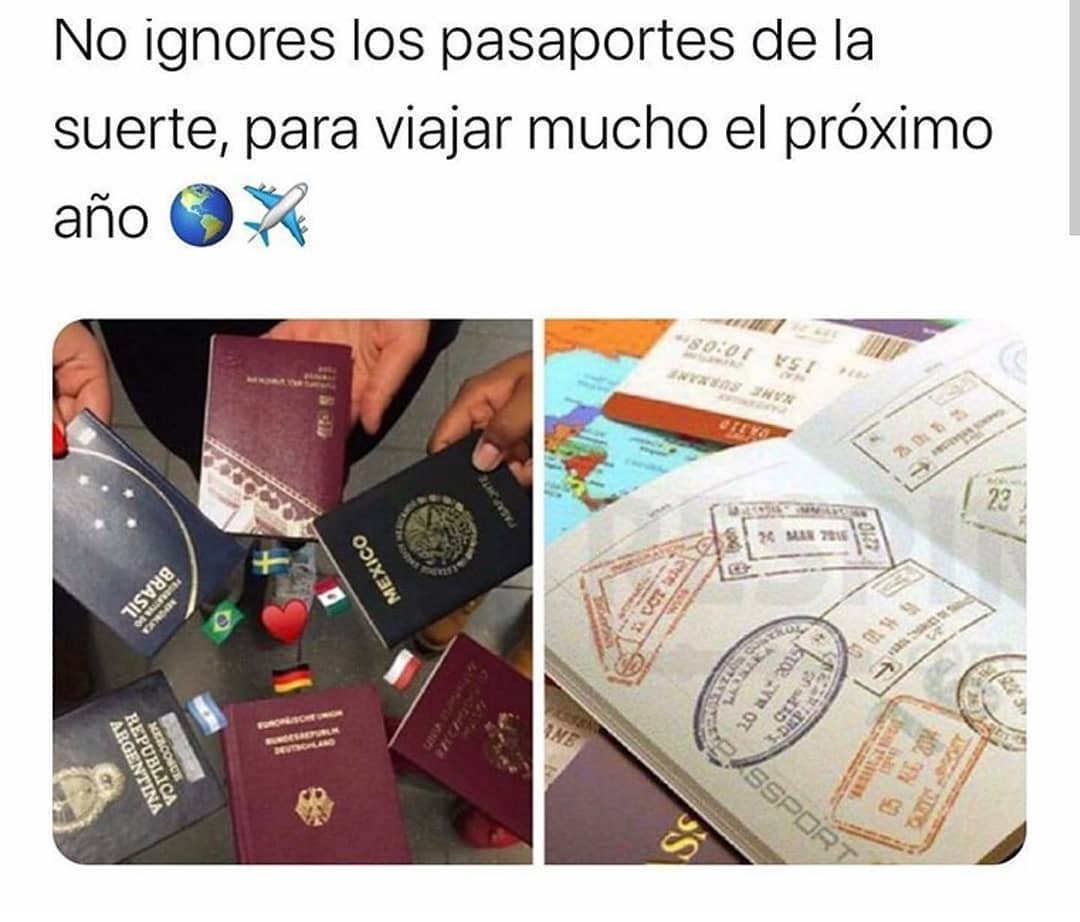 No ignores los pasaportes de la suerte, para viajar mucho el próximo año.