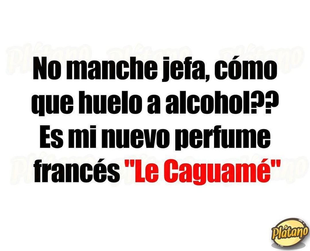 No manche jefa, cómo que huelo a alcohol?? Es mi nuevo perfume francés "Le Caguamé".