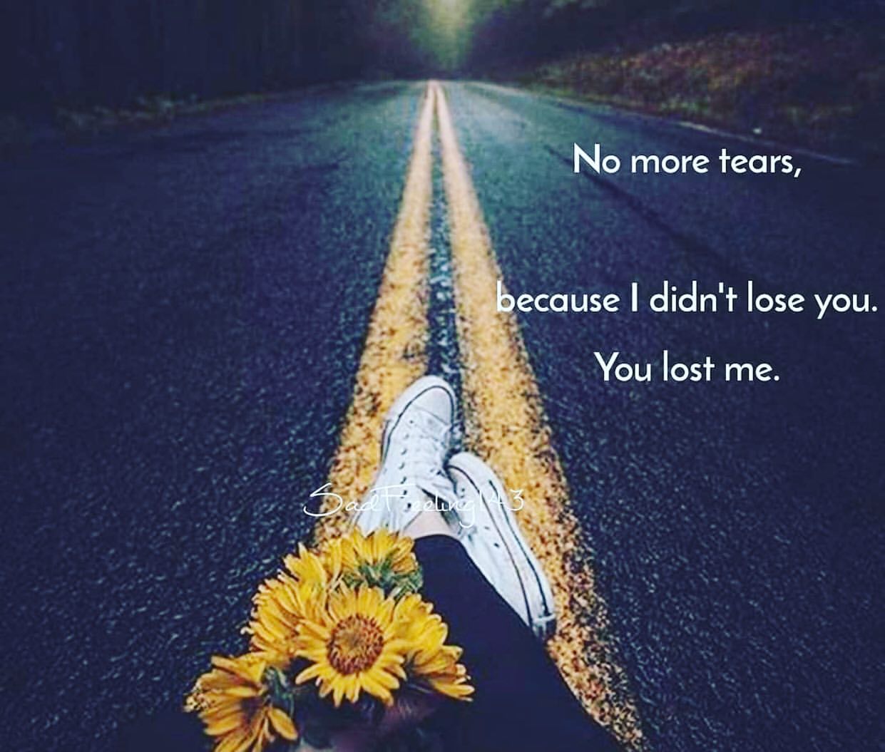 No more tears, because I didn't lose you. You lost me.